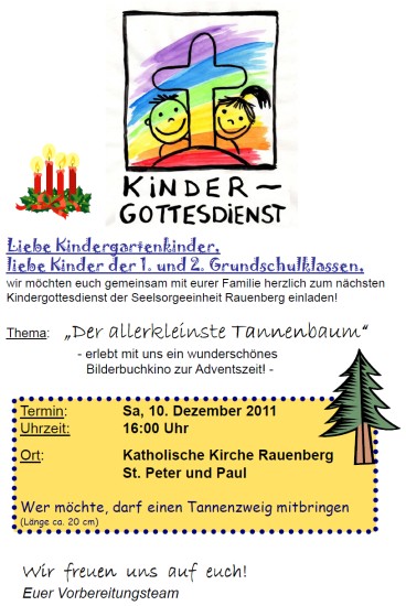 Einladung Kindergottesdienst