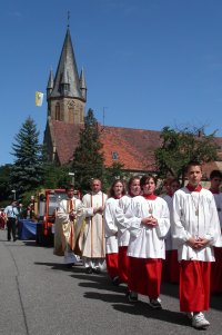Die Prozession auf dem Weg zum Museum