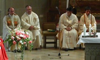 Pater Joachim, Pfarrer Etzkorn, Pfarrer Maiba und Padre Mario aus Tintay, Peru