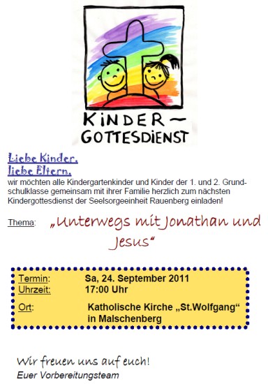 Einladung Kindergottesdienst