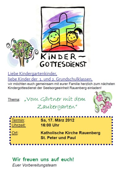 Einladung Kindergottesdienst