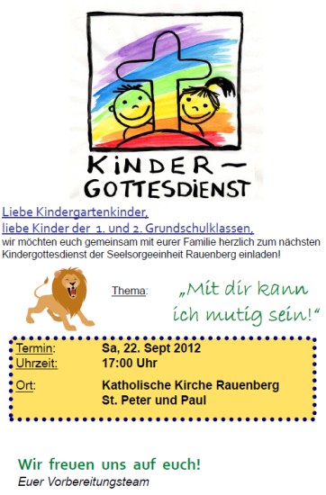 Einladung Kindergottesdienst