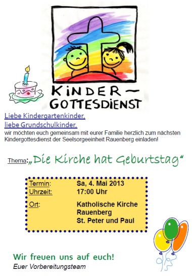Einladung Kindergottesdienst