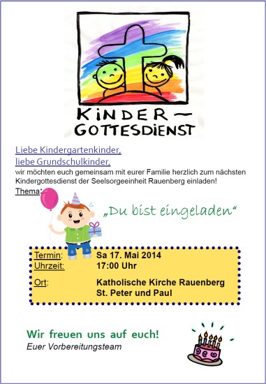 Einladung Kindergottesdienst