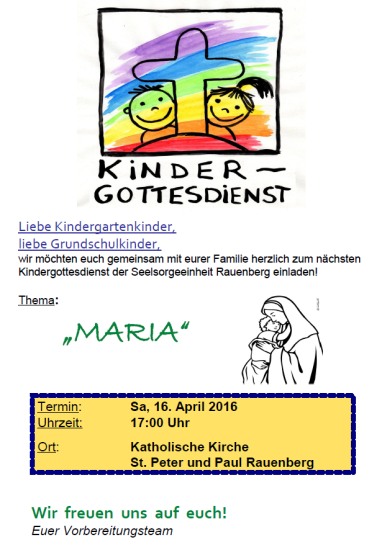 Einladung Kindergottesdienst
